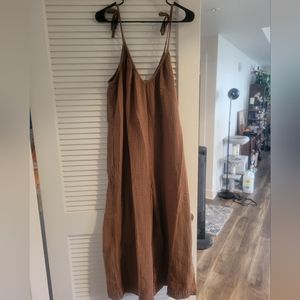 Brown Cloth Romper w/ tie straps